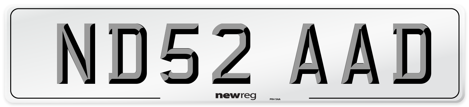ND52 AAD Number Plate from New Reg